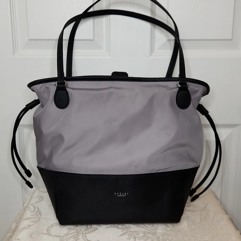 Radley London Dane Park medium tote open top nylon gray and black - Picture 1 of 16